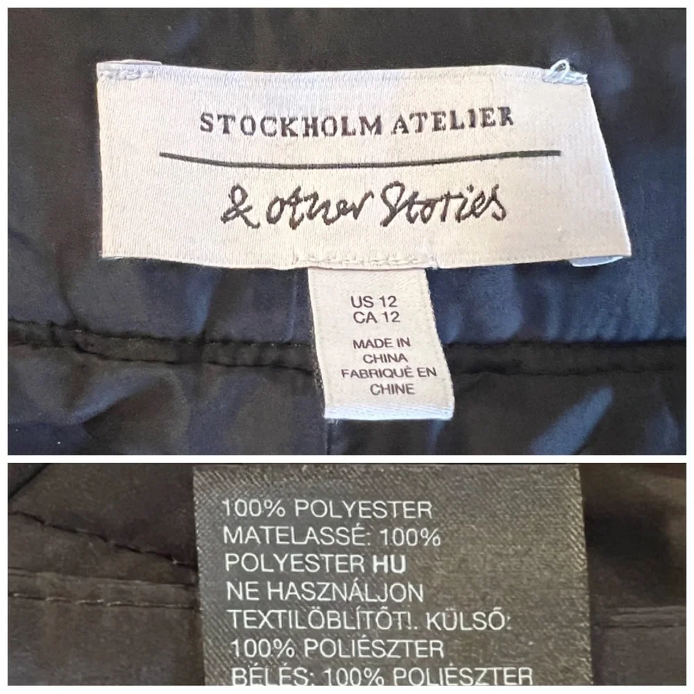 •& OTHER STORIES• Black Flared Quilted Trousers Pant Size 12‎ - Picture 9 of 11